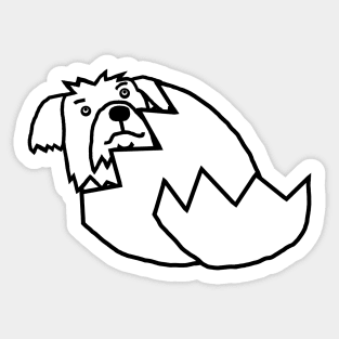 Cute Dog Hatching from Easter Egg Outline Sticker